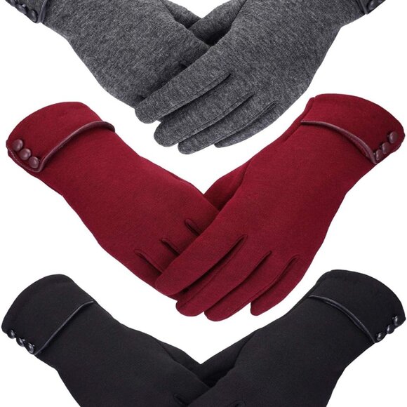 3 Pairs Womens Gloves Winter Touchscreen Texting Phone Windproof Gloves Warm Fle - Picture 1 of 7